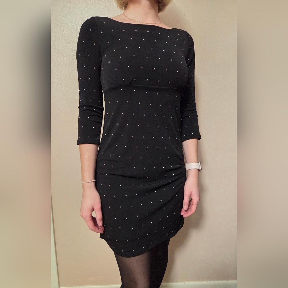 Express Black Dress with Dazzling Rhinestones